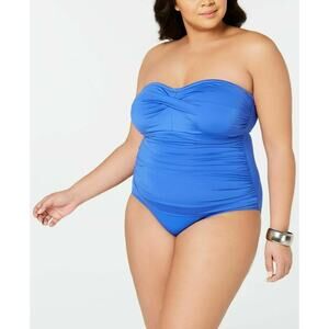 Ralph Lauren plus size blue bandeau one piece swimsuit 18W